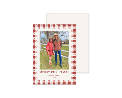 Quilted Personalized Christmas Cards - Red