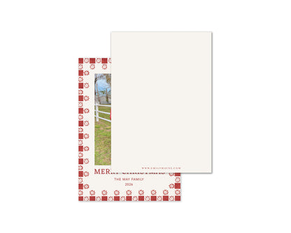 Quilted Personalized Christmas Cards - Red