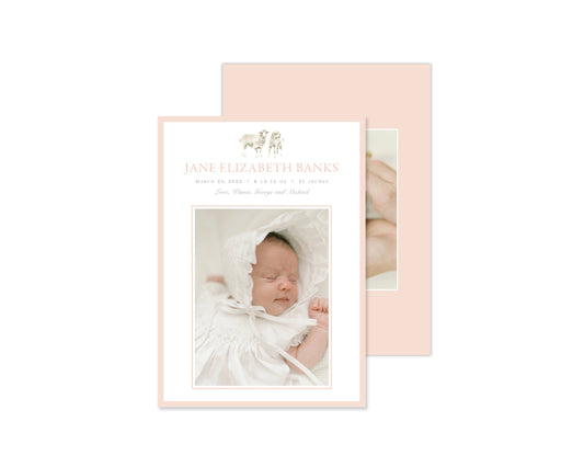 Classic Pink Sheep Birth Announcement