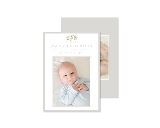 Gender Neutral Sheep Birth Announcement