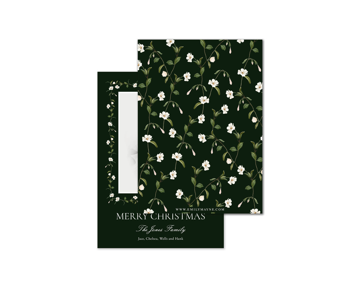 Snow Vine Personalized Christmas Cards - Green