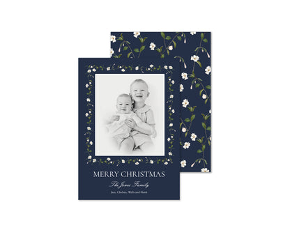 Snow Vine Personalized Christmas Cards - Navy