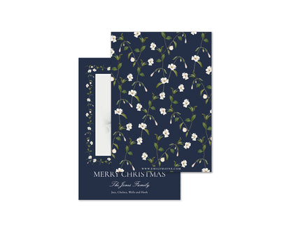 Snow Vine Personalized Christmas Cards - Navy