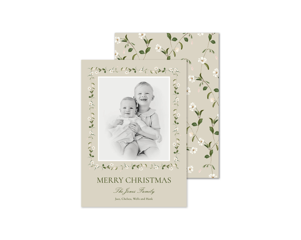 Snow Vine Personalized Christmas Cards - Taupe