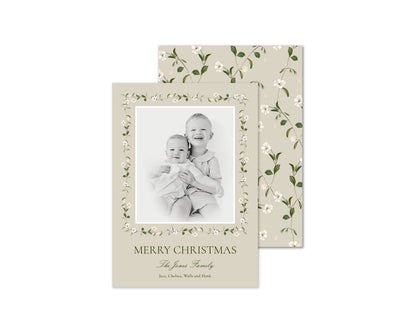 Snow Vine Personalized Christmas Cards - Taupe