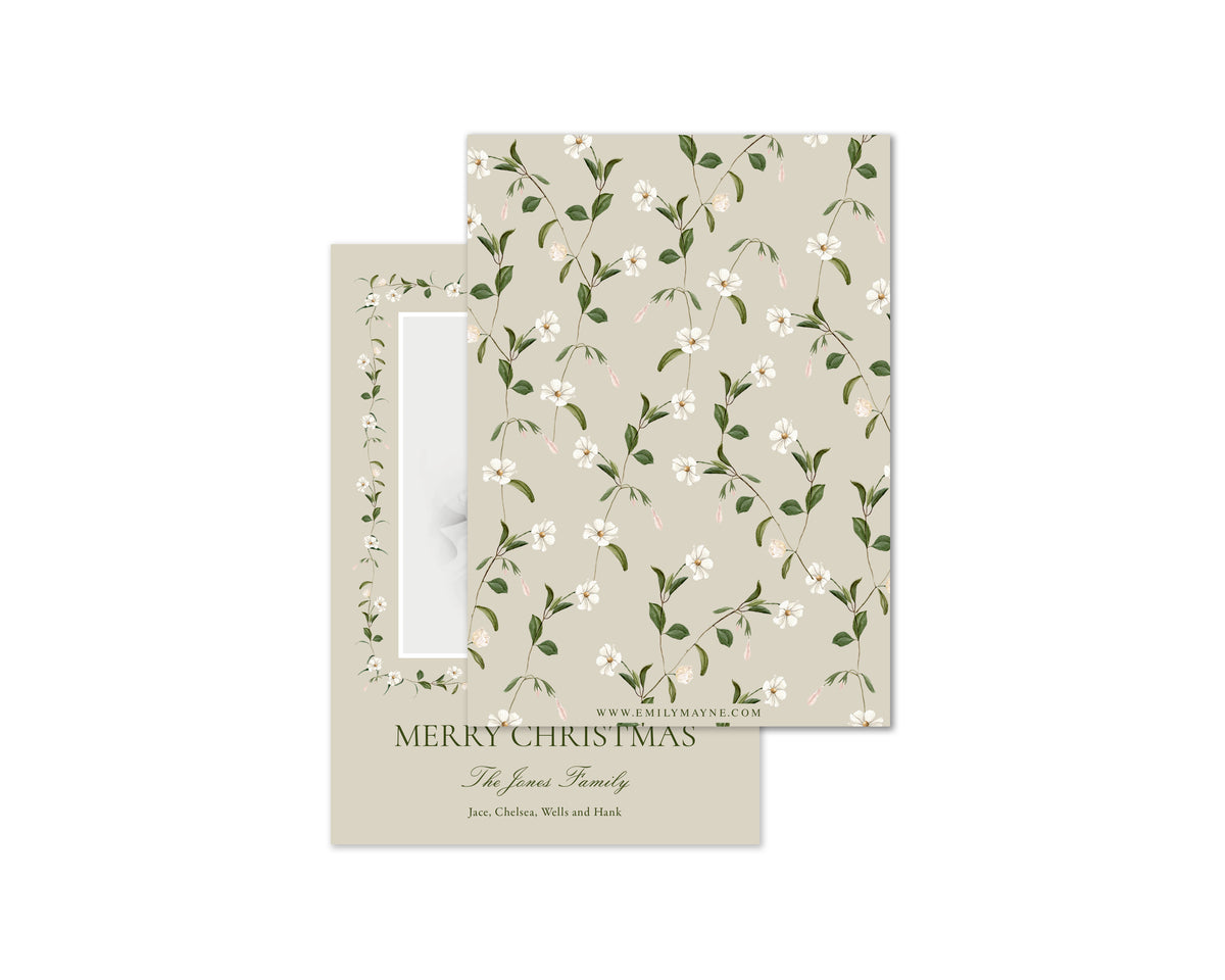 Snow Vine Personalized Christmas Cards - Taupe