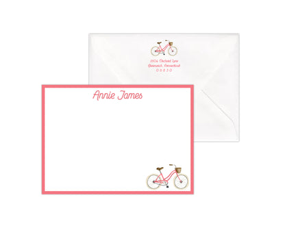 Pink Bicycle Stationery Set