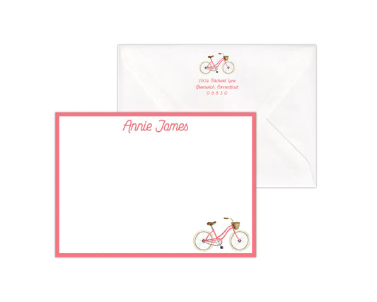 Pink Bicycle Stationery Set