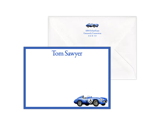 Blue Race Car Stationery Set