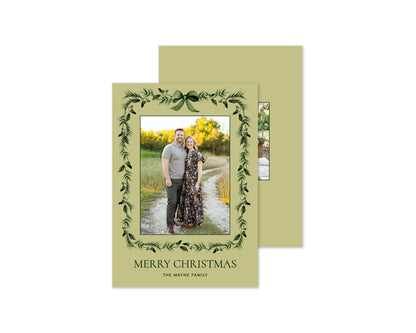 Traditional Garland Personalized Christmas Cards - Chartreuse
