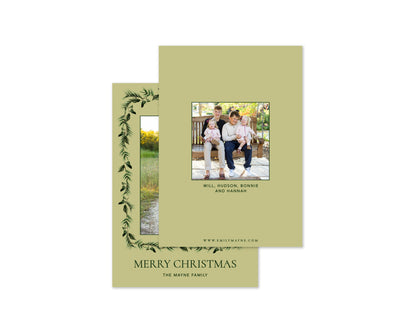 Traditional Garland Personalized Christmas Cards - Chartreuse