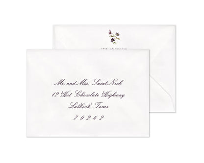 Winter Flowers Border Personalized Christmas Cards - Plum