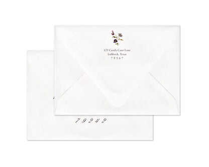 Winter Flowers Border Personalized Christmas Cards - Plum