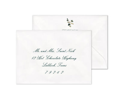 Winter Flowers Motif Personalized Christmas Cards - Teal