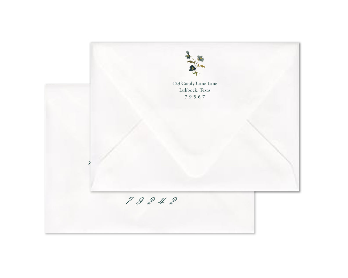 Winter Flowers Motif Personalized Christmas Cards - Teal