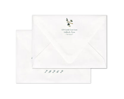 Winter Flowers Motif Personalized Christmas Cards - Teal