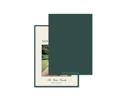 Winter Flowers Motif Personalized Christmas Cards - Teal