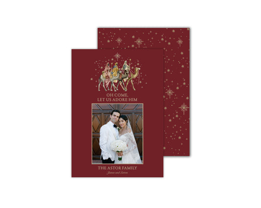 Three Wise Men Christmas Cards - Red